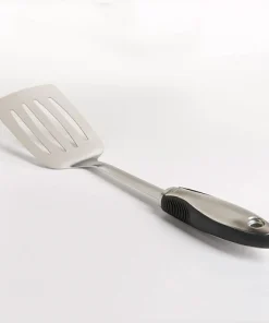 کفگیر استیل شیار دار دسته سیلیکونoxo